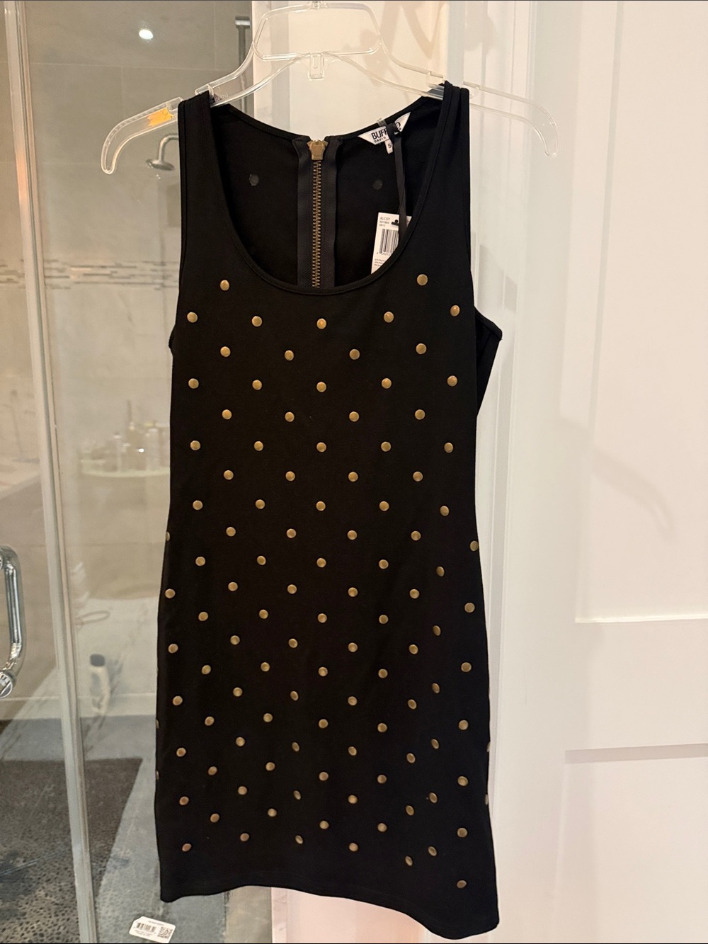 Buffalo David Bitton Black Mini Dress with Gold Studs
